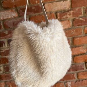 Anthropologie Cream Faux Fur Women's Bag